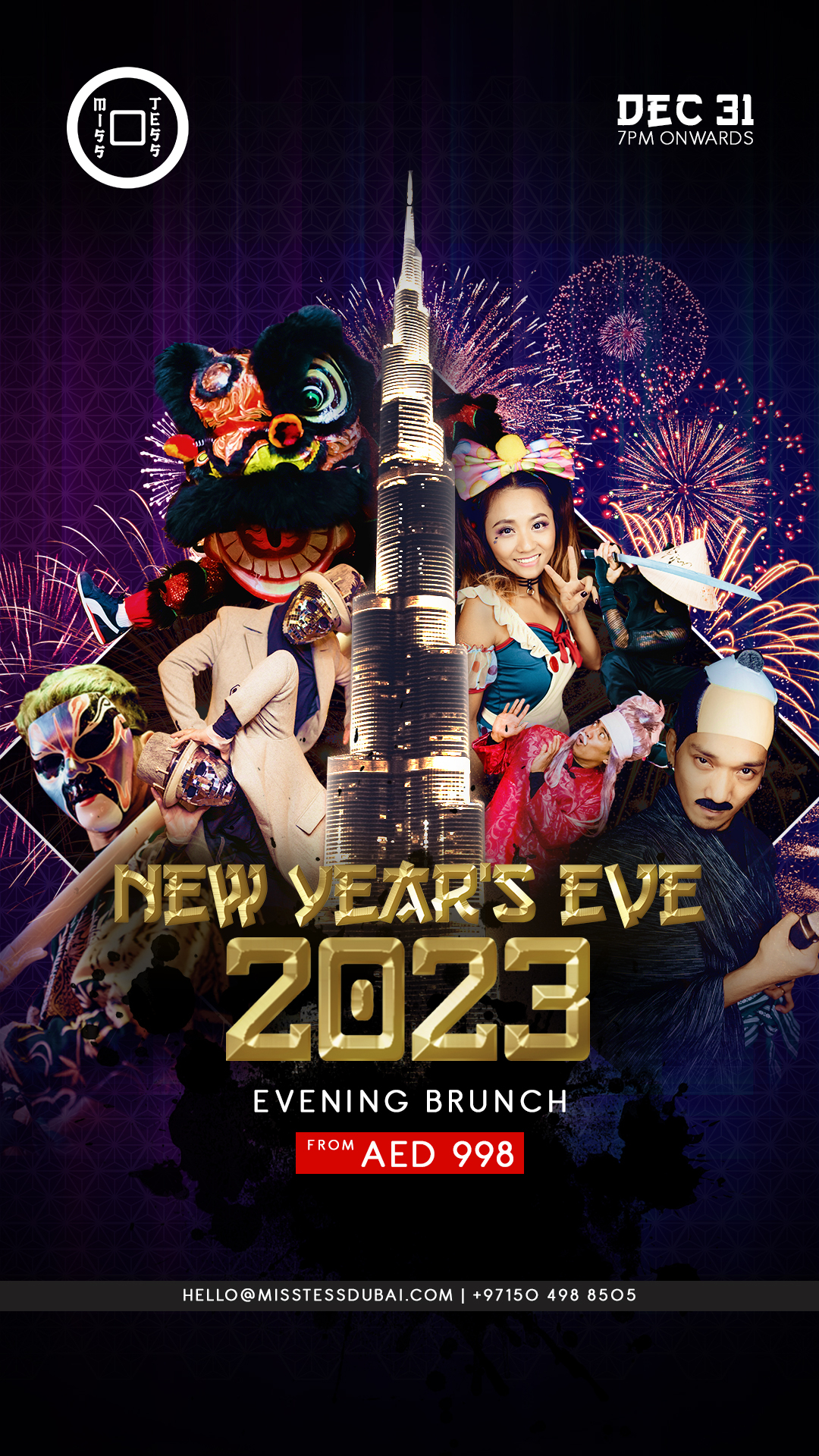 flyer new year eve 2023 miss tess dubai
