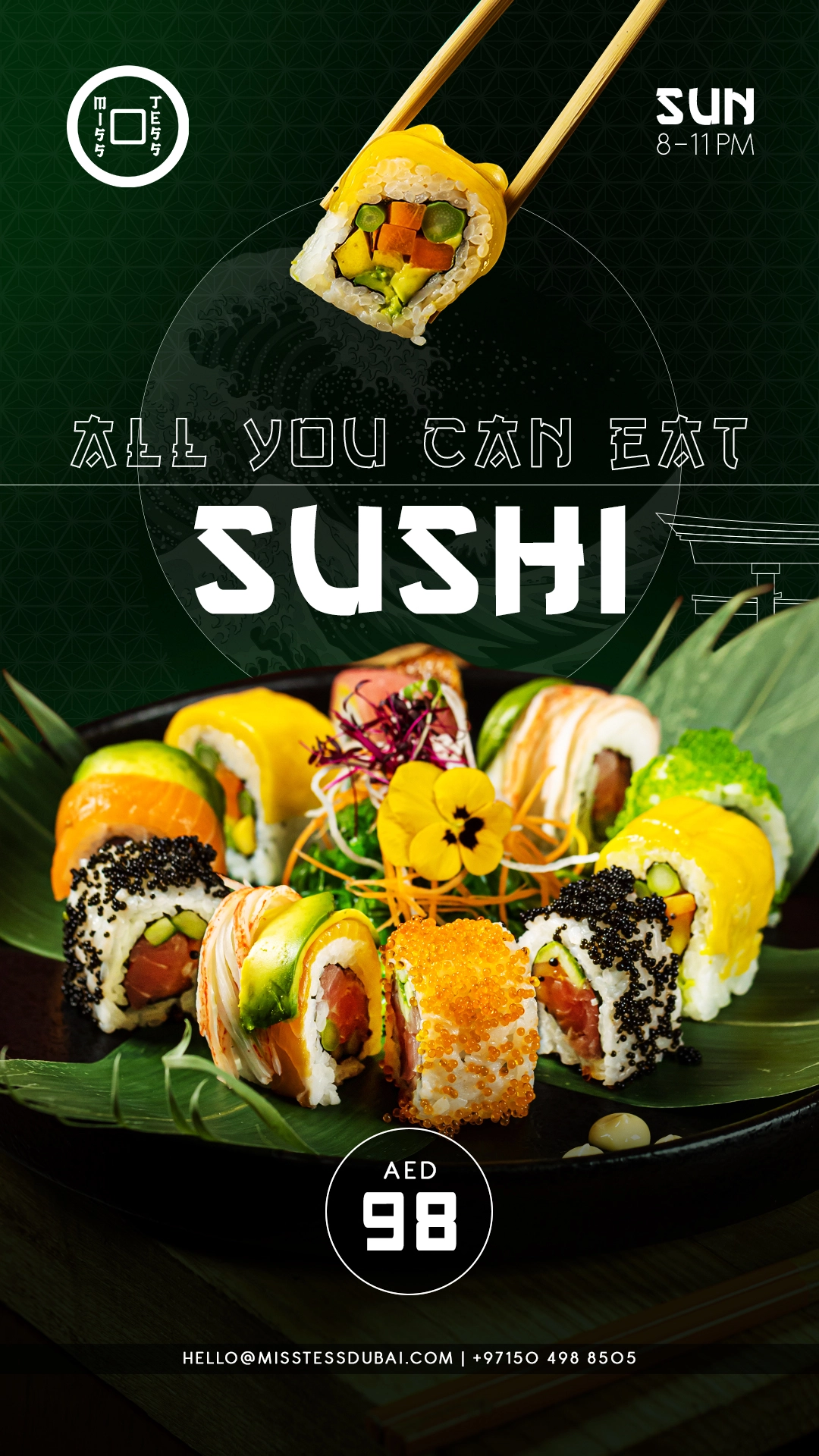 flyer sushi sunday miss tess dubai