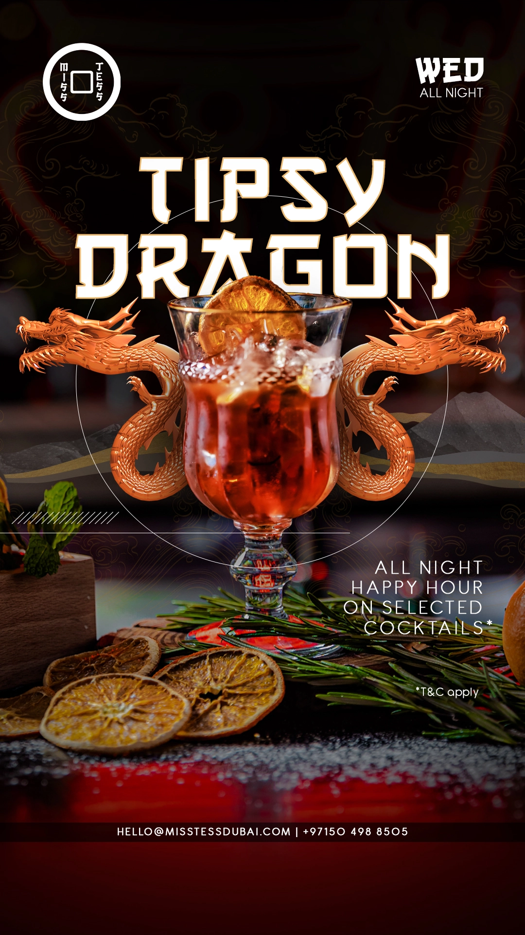flyer tipsy dragon miss tess dubai